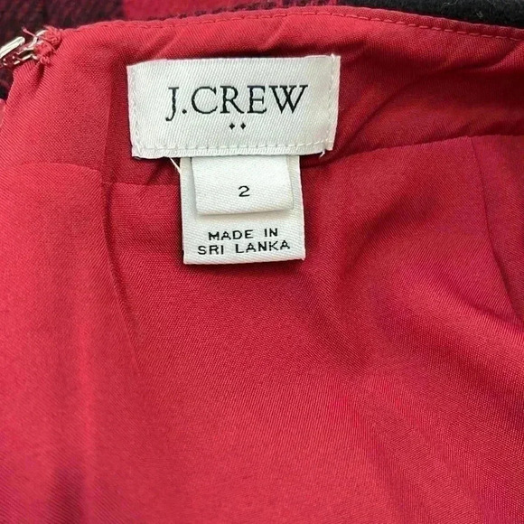 J.Crew Double Serge Wool Ruffle Front Red Black Buffalo Plaid Mini Skir… - Picture 4 of 6